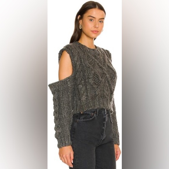 For Love And Lemons Andie Cut-Out Sweater, Charcoal - Picture 4 of 6